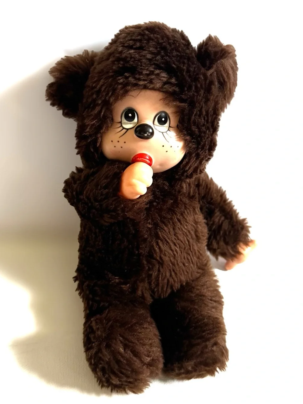 Vintage Monchhichi Style Thumb Sucking Monkey Doll Plush Rubber Face 10